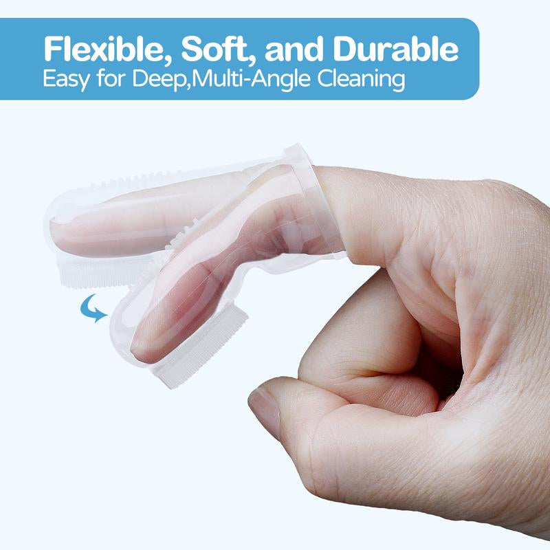 Dearlomum Baby Finger Toothbrush for Training Teething, Newborns Toddler Silicone Baby Toothbrush,Baby Oral Cleaner Massager,2Pcs